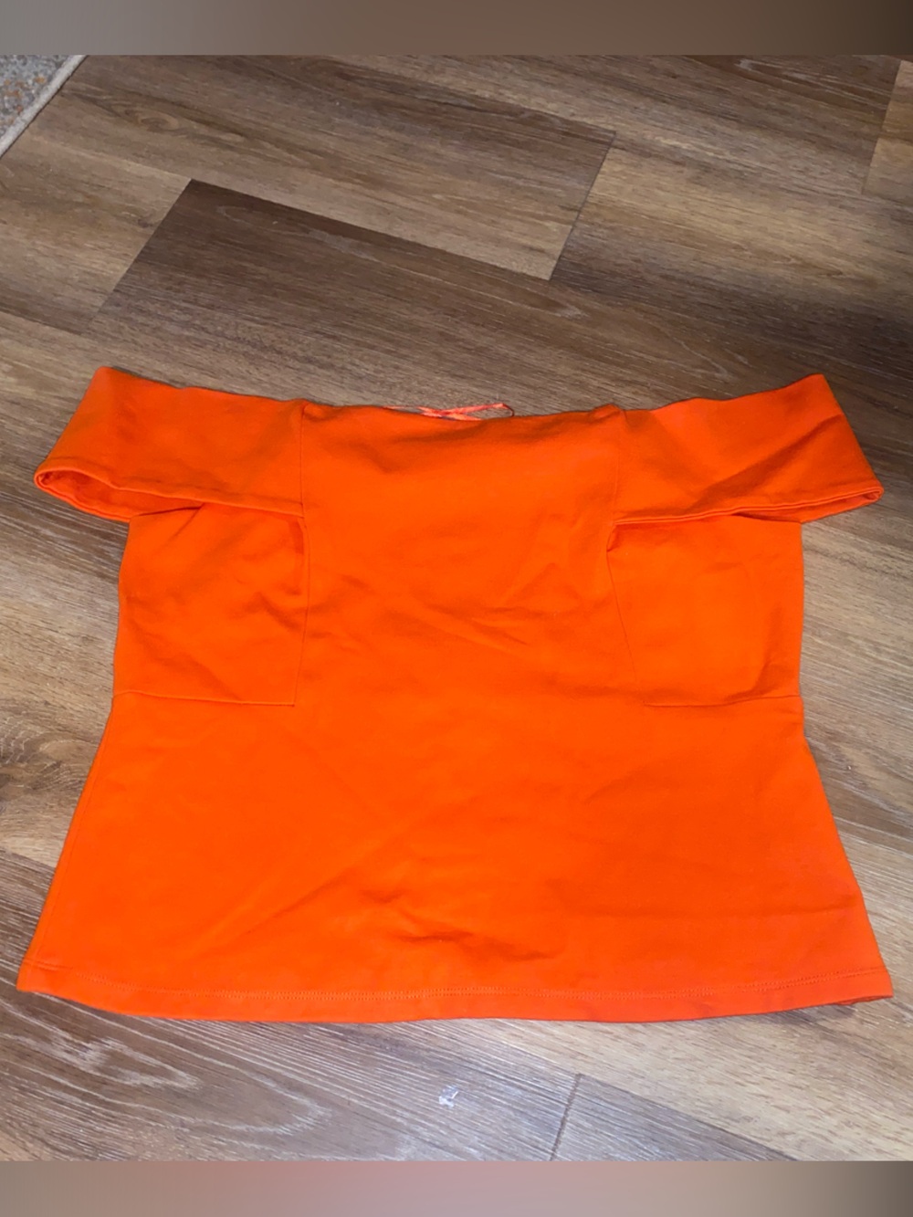 Deletta Orange Off-the-Shoulder Crop Top